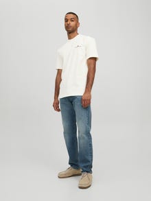 Jack & Jones Erkek RDD Logolu Tişört - Eddy Patch -Egret - 12218237