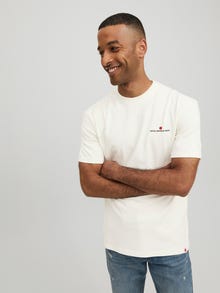 Jack & Jones Erkek RDD Logolu Tişört - Eddy Patch -Egret - 12218237