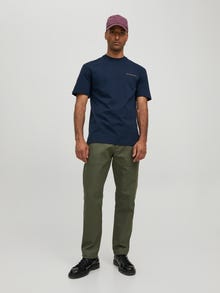 Jack & Jones Erkek RDD Logolu Tişört - Eddy Patch -Navy Blazer - 12218237