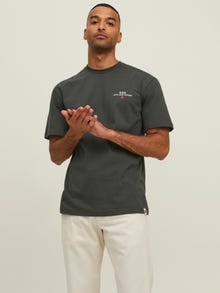 Jack & Jones Erkek RDD Logolu Tişört - Eddy Patch -Peat - 12218237