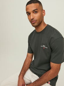 Jack & Jones Erkek RDD Logolu Tişört - Eddy Patch -Peat - 12218237