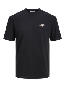 Jack & Jones Erkek RDD Logolu Tişört - Eddy Patch -Black - 12218237