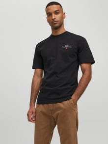 Jack & Jones Erkek RDD Logolu Tişört - Eddy Patch -Black - 12218237
