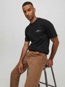 Jack & Jones Erkek RDD Logolu Tişört - Eddy Patch -Black - 12218237