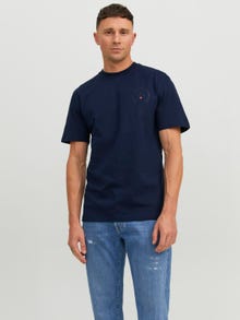 Jack & Jones Erkek RDD Logolu Tişört - Eddy Patch -Navy Blazer - 12218237