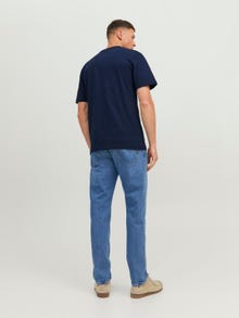 Jack & Jones Erkek RDD Logolu Tişört - Eddy Patch -Navy Blazer - 12218237