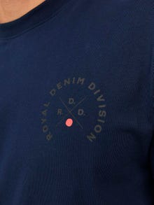 Jack & Jones Erkek RDD Logolu Tişört - Eddy Patch -Navy Blazer - 12218237