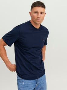 Jack & Jones Erkek RDD Logolu Tişört - Eddy Patch -Navy Blazer - 12218237