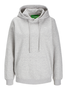 Jack & Jones Kadın Kapüşonlu Minimal Logo Baskılı Sweatshırt - Abbıe -Light Grey Melange - 12223961