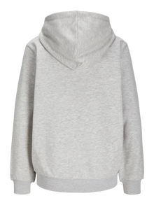 Jack & Jones Kadın Kapüşonlu Minimal Logo Baskılı Sweatshırt - Abbıe -Light Grey Melange - 12223961