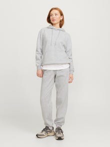 Jack & Jones Kadın Kapüşonlu Minimal Logo Baskılı Sweatshırt - Abbıe -Light Grey Melange - 12223961