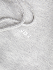 Jack & Jones Kadın Kapüşonlu Minimal Logo Baskılı Sweatshırt - Abbıe -Light Grey Melange - 12223961