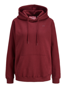 Jack & Jones Kadın Kapüşonlu Minimal Logo Baskılı Sweatshırt - Abbıe -Cabernet - 12223961
