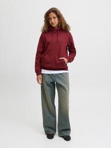 Jack & Jones Kadın Kapüşonlu Minimal Logo Baskılı Sweatshırt - Abbıe -Cabernet - 12223961