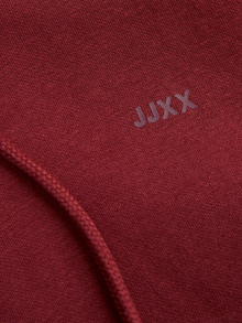 Jack & Jones Kadın Kapüşonlu Minimal Logo Baskılı Sweatshırt - Abbıe -Cabernet - 12223961