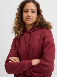 Jack & Jones Kadın Kapüşonlu Minimal Logo Baskılı Sweatshırt - Abbıe -Cabernet - 12223961