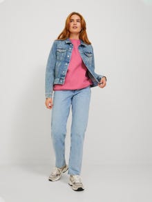 Jack & Jones Kadın Göğüste JJXX Logolu Sweatshırt - Abbıe -Carmine Rose - 12223962