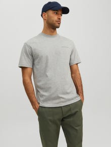 Jack & Jones Erkek RDD Logo Baskılı Tişört - Danıel -Light Grey Melange - 12232815