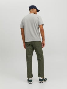 Jack & Jones Erkek RDD Logo Baskılı Tişört - Danıel -Light Grey Melange - 12232815