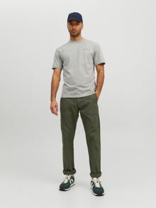 Jack & Jones Erkek RDD Logo Baskılı Tişört - Danıel -Light Grey Melange - 12232815