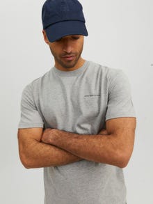 Jack & Jones Erkek RDD Logo Baskılı Tişört - Danıel -Light Grey Melange - 12232815