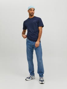 Jack & Jones Erkek RDD Logo Baskılı Tişört - Danıel -Navy Blazer - 12232815
