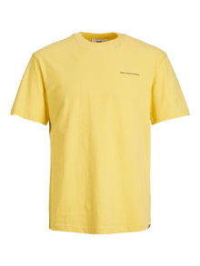 Jack & Jones Erkek RDD Logo Baskılı Tişört - Danıel -Cream Gold - 12232815