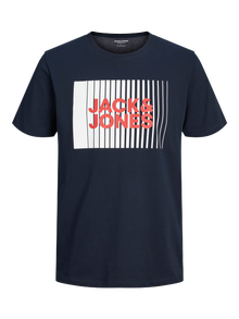 Jack & Jones Erkek Gögüs Baskili Tisört - Corplogo -Navy Blazer - 12233999
