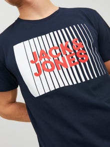 Jack & Jones Erkek Gögüs Baskili Tisört - Corplogo -Navy Blazer - 12233999