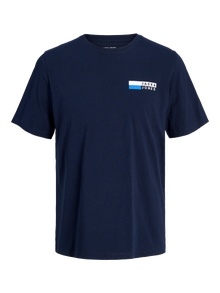 Jack & Jones Erkek Gögüs Baskili Tisört - Corplogo -Navy Blazer - 12233999
