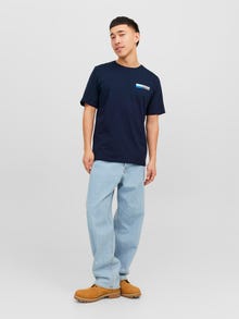 Jack & Jones Erkek Gögüs Baskili Tisört - Corplogo -Navy Blazer - 12233999