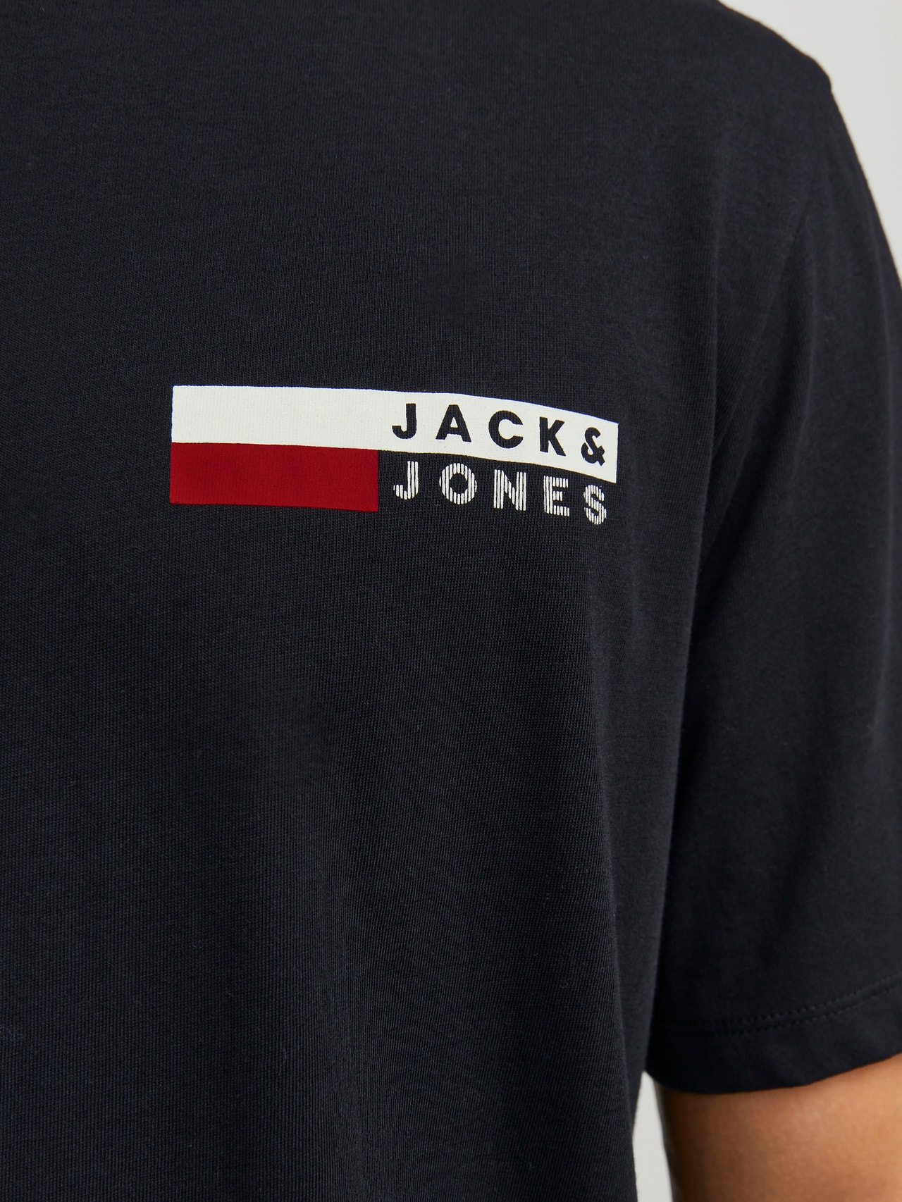 Jack & Jones Erkek Gögüs Baskili Tisört - Corplogo -Black - 12233999
