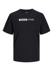Jack & Jones Erkek Gögüs Baskili Tisört - Corplogo -Black - 12233999