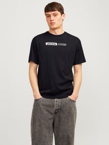 Jack & Jones Erkek Gögüs Baskili Tisört - Corplogo -Black - 12233999