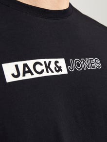 Jack & Jones Erkek Gögüs Baskili Tisört - Corplogo -Black - 12233999