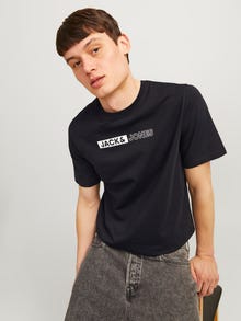 Jack & Jones Erkek Gögüs Baskili Tisört - Corplogo -Black - 12233999