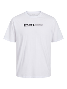 Jack & Jones Erkek Gögüs Baskili Tisört - Corplogo -White - 12233999