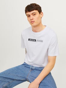 Jack & Jones Erkek Gögüs Baskili Tisört - Corplogo -White - 12233999