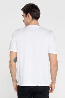 Jack & Jones Erkek Bisiklet Yaka Baskılı Tişört - Star -White - 12234347