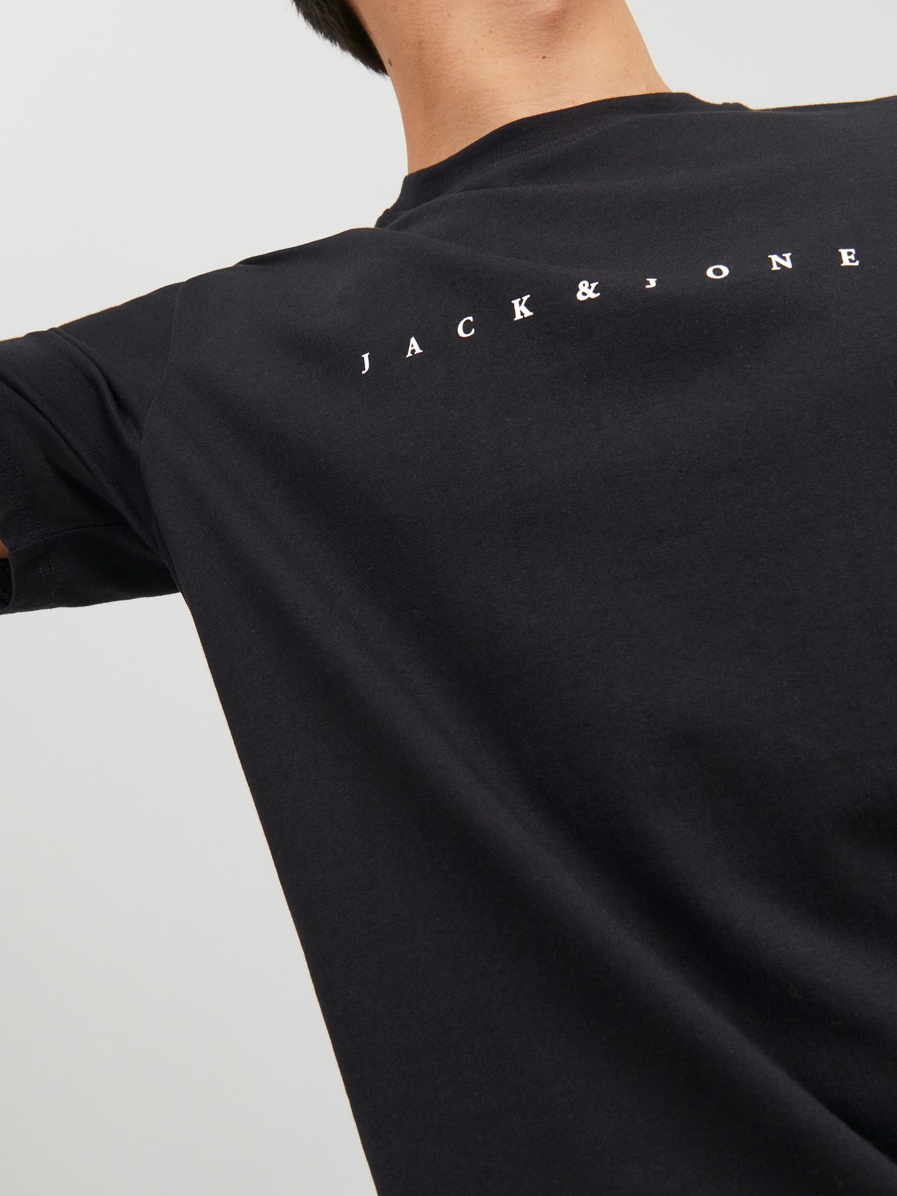 Jack & Jones Erkek Göğüs Logo Baskılı Tişört - Star -Black - 12234746