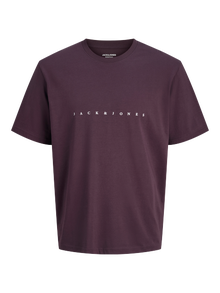 Jack & Jones Erkek Göğüs Logo Baskılı Tişört - Star -Plum Perfect - 12234746