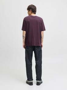 Jack & Jones Erkek Göğüs Logo Baskılı Tişört - Star -Plum Perfect - 12234746