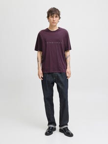 Jack & Jones Erkek Göğüs Logo Baskılı Tişört - Star -Plum Perfect - 12234746