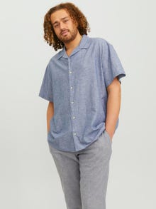 Jack & Jones Keten Karışımlı Kısa Kollu Gömlek- Blusummer -Faded Denim - 12235159