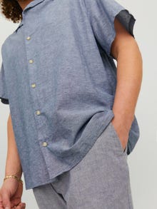 Jack & Jones Keten Karışımlı Kısa Kollu Gömlek- Blusummer -Faded Denim - 12235159