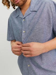 Jack & Jones Keten Karışımlı Kısa Kollu Gömlek- Blusummer -Faded Denim - 12235159