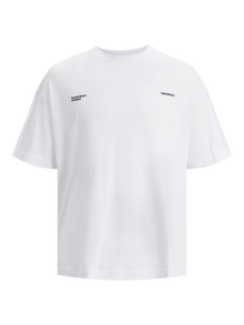 Jack & Jones Erkek Sırt Baskılı Tişört - Belize -Bright White - 12235212