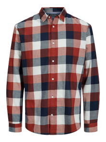 Jack & Jones Erkek Ekose Desenli Slım Fıt Gömlek - Buffalo -Cinnabar - 12235965