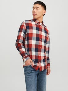 Jack & Jones Erkek Ekose Desenli Slım Fıt Gömlek - Buffalo -Cinnabar - 12235965