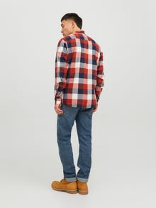 Jack & Jones Erkek Ekose Desenli Slım Fıt Gömlek - Buffalo -Cinnabar - 12235965